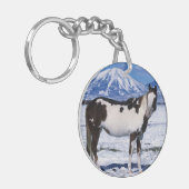 Paard van de verf die in de sneeuw staat sleutelhanger (Voorkant Links)