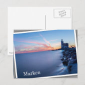 Paard van de vuurtoren van Marken in een blauwe zo Briefkaart (Voorkant / Achterkant)