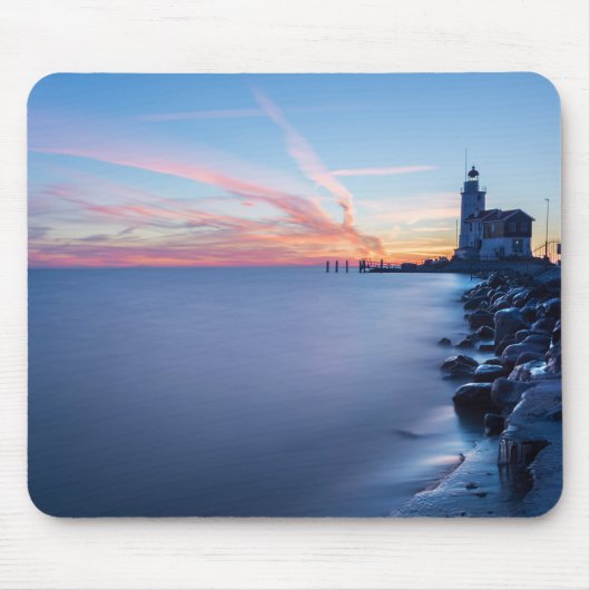 Paard van de vuurtoren van Marken in een blauwe zo Muismat (Voorkant)