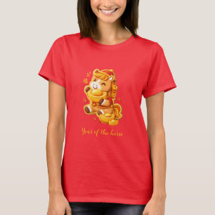 Paard van het Maan Nieuwjaar: Gelukkig Gouden Paar T-shirt