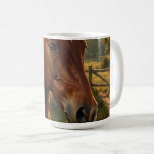 Paard van kastanjebruin in gouden uur Schuur Koffiemok