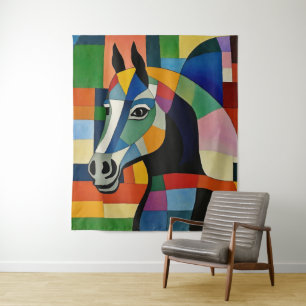 Paard van kleuren wandkleed
