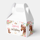 Paard Verjaardag Meisje Cowgirl Roze Bloemen Party Bedankdoosjes (Achterkant)