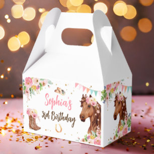 Paard Verjaardag Meisje Cowgirl Roze Bloemen Party Bedankdoosjes
