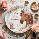 Paard Verjaardag Meisje Cowgirl Roze Bloemen Party Papieren Bordje<br><div class="desc">Een prachtige aanvulling op uw feest,  deze elegante party papier borden met een Paard,  Cowgirl Theme.</div>