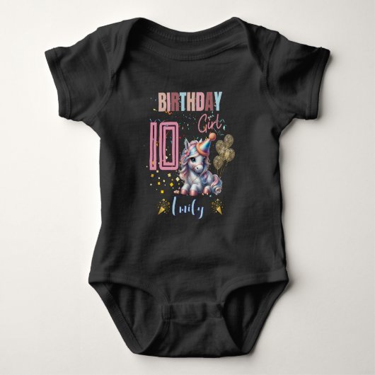 Paard Verjaardag Meisje Equestrian Party Design Romper (Voorkant)