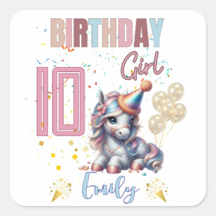 Paard Verjaardag Meisje Equestrian Party Design Vierkante Sticker