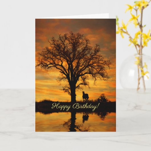 Paard Verjaardag Mooie Dag Kaart (Gele Bloem)