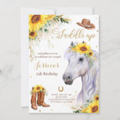 Paard Verjaardag Party Cowgirl Zonnebloem Verjaard Kaart (Voorkant)