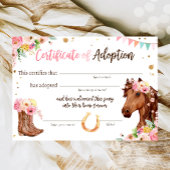 Paard Verjaardag Pony Adoptie Certificaat Partij Kaart