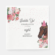 Paard Verjaardag Thema Roze Bloem Meisje Cowgirl