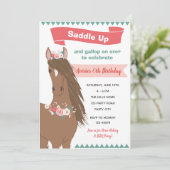  Paard Verjaardag Uitnodiging (Floral) (Staand voorkant)