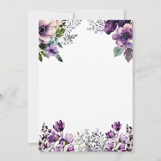 Paard Verjaardagsfeest Uitnodiging Paarse bloemen (Achterkant)