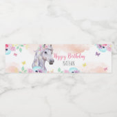 Paard Verjaardagsfeest Waterfles Label Etiket (Enkel label)