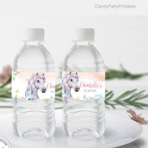Paard Verjaardagsfeest Waterfles Label Etiket