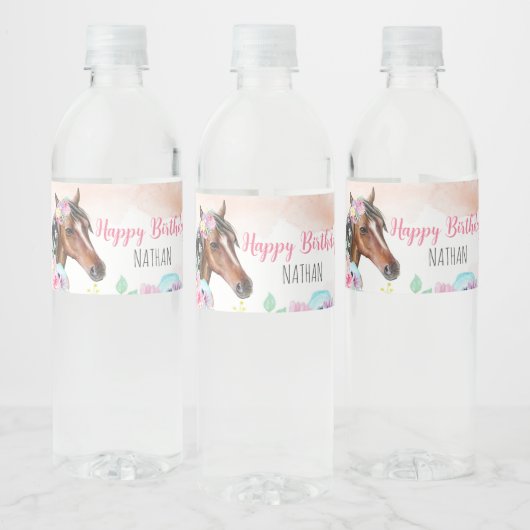 Paard Verjaardagsfeest Waterfles Label Waterfles Etiket (Flessen)