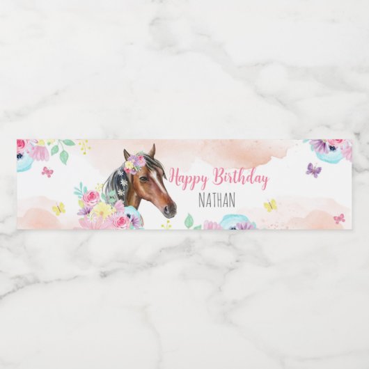 Paard Verjaardagsfeest Waterfles Label Waterfles Etiket (Enkel label)
