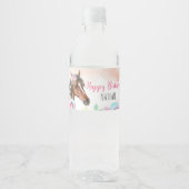 Paard Verjaardagsfeest Waterfles Label Waterfles Etiket (Voorkant)