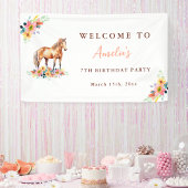 Paard Verjaardagsfeest Waterverf Bloemen Pony Bann Spandoek