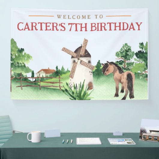 Paard Verjaardagsfeestbanner - Pony Verjaardagsban Spandoek (Beurs)