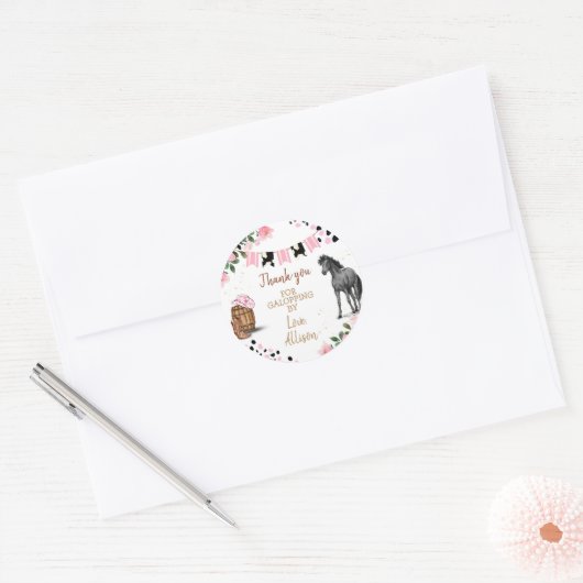 Paard verjaardagsfeestje gunst ronde sticker (Envelop)