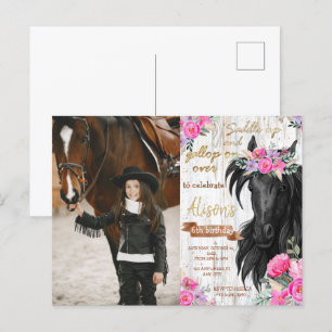 Paard Verjaardagsfeestje rustieke Cowgirl Verjaard Briefkaart