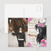 Paard Verjaardagsfeestje rustieke Cowgirl Verjaard Briefkaart (Voorkant / Achterkant)