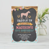Paard verjaardagsfeestje uitnodiging (Staand voorkant)