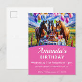 Paard verjaardagsfeestje uitnodiging briefkaart (Voorkant / Achterkant)