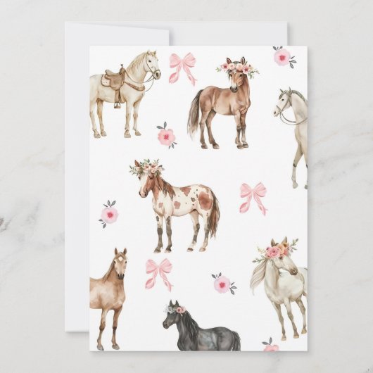 Paard verjaardagsfeestje uitnodiging, Meisje paard Kaart (Achterkant)