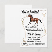 Paard-verjaardagsuitnodiging met touwrand kaart (Voorkant / Achterkant)