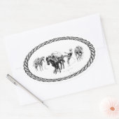 Paard Verpakking Euro Stijl Ovale Sticker (Envelop)