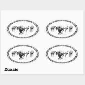 Paard Verpakking Euro Stijl Ovale Sticker (Vel)