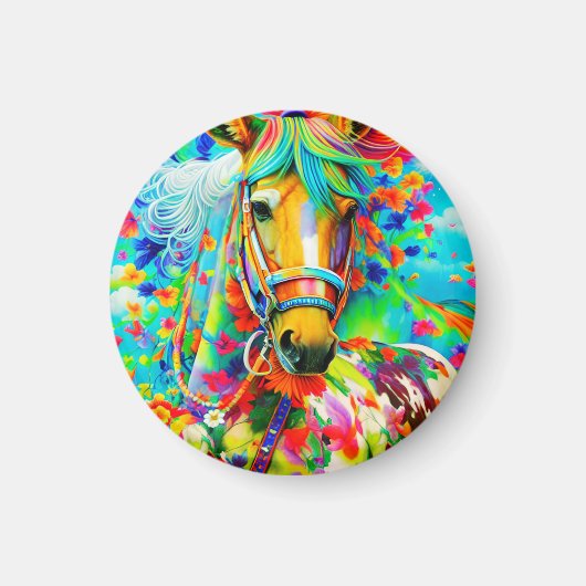 Paard versierd met bloemen magneet (Voorkant)