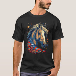 Paard Vlag Amerika Paarden Gezichten Vlaggen VS 4 T-shirt