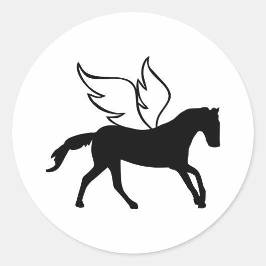Paard - vleugels ronde sticker (Voorkant)