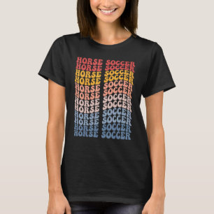 Paard Voetbal Groovy Retro Sporten T-shirt