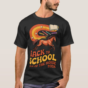 Paard voor terug naar school 2026 Energie Leer Suc T-shirt