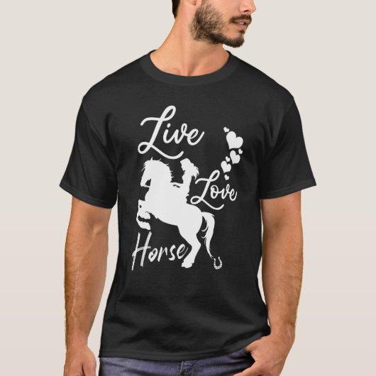 Paard voor Vrouwen Meisjes Schattige Live Liefde P T-shirt (Voorkant)