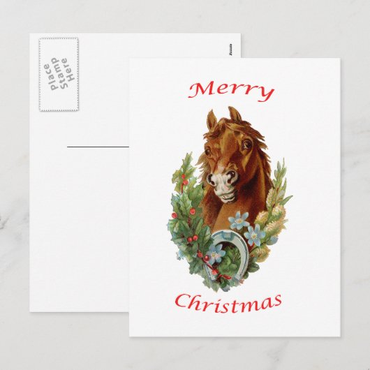  Paard Vrolijk Kerstfeest Feestdagenkaart (Voorkant / Achterkant)