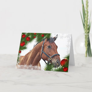 Paard Vrolijk Kerstmis Equestrian Cute Pony Feestdagen Kaart