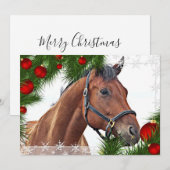 Paard Vrolijk Kerstmis Equestrian Cute Pony Feestdagenkaart (Voorkant / Achterkant)