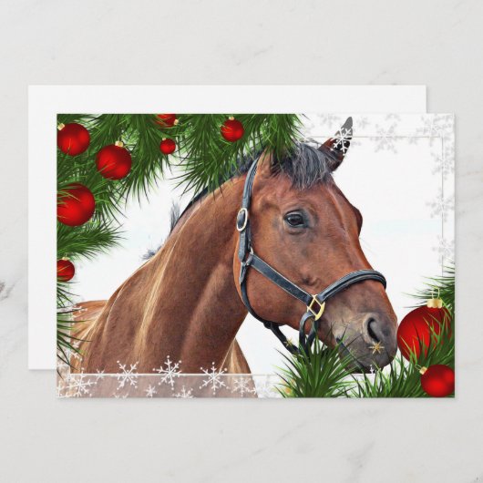 Paard Vrolijk Kerstmis Equestrian Cute Pony Feestdagenkaart (Voorkant / Achterkant)