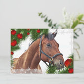 Paard Vrolijk Kerstmis Equestrian Cute Pony Feestdagenkaart (Staand voorkant)