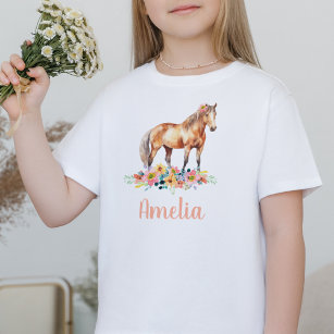 Paard Waterverf Aangepaste naam Pony T-shirt