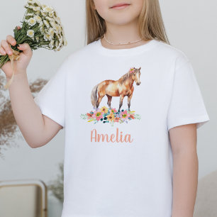Paard Waterverf Aangepaste naam Pony T-shirt
