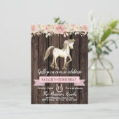 Paard Waterverf Bloemenmeisje Pony Verjaardagsfees Kaart (Staand voorkant)