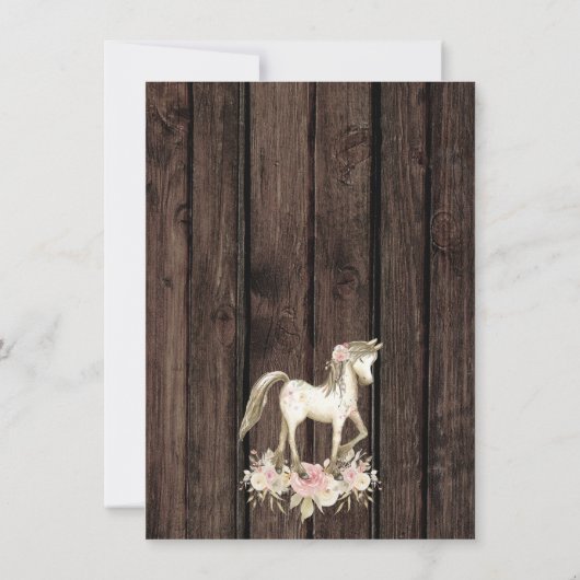 Paard Waterverf Bloemenmeisje Pony Verjaardagsfees Kaart (Achterkant)