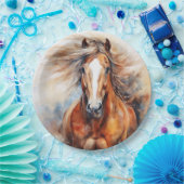 Paard Waterverf Bruin en wit Papieren Bordje (Feest)