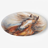 Paard Waterverf Bruin en wit Papieren Bordje (Gekanteld)